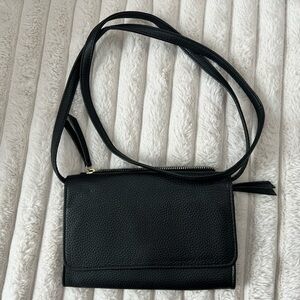 Black Crossbody Bag for Women - Classic Pebbled Leather Look